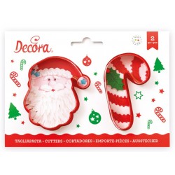 set 2 cookie cutter "santa claus and candy cane" - Decora