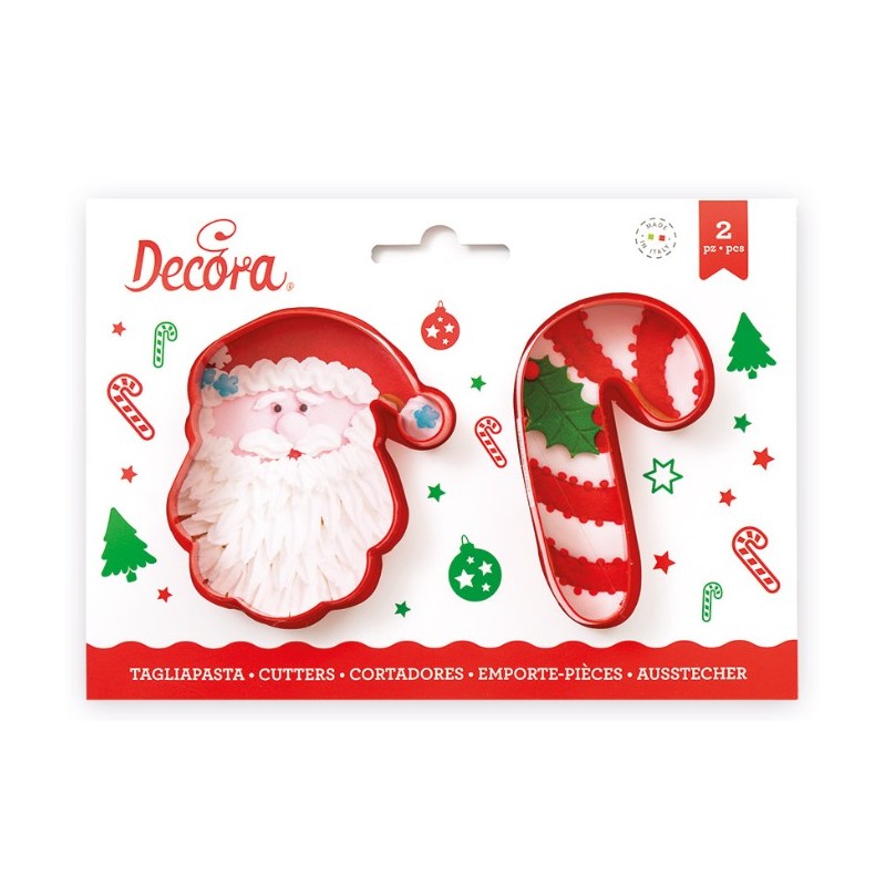 set 2 emportes-pièces  "Père Noël et canne en sucre" - Decora