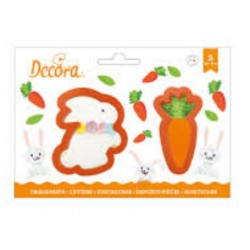 set 2 cookie cutter "rabbit and carrot" - Decora