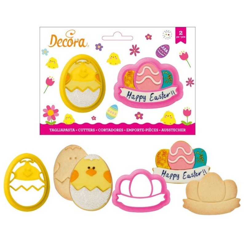 set 2 cookie cutter "chick and eggs" - Decora