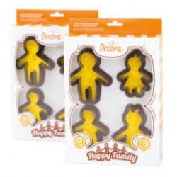 set 4 cookie cutter & 4 embossers "family" - Decora