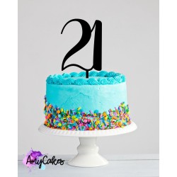 topper número 21 en acrílico negro - 13 cm de ancho - SweetStamp by Amycakes