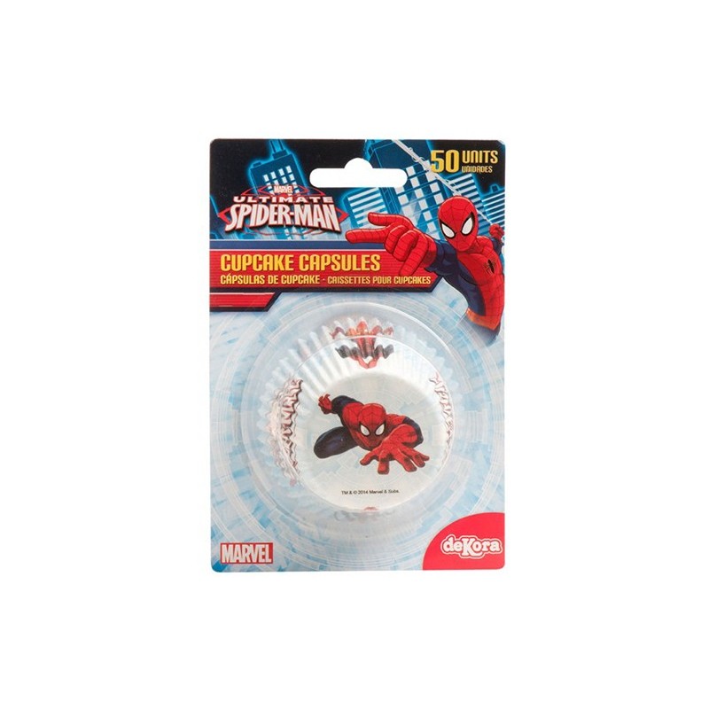 moldes de papel cupcakes - Spiderman - 50 piezas - 7 x 3 cm - Dekora