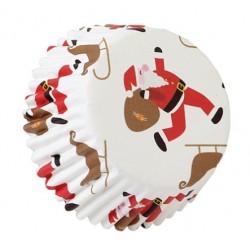 moldes de papel cupcakes - Papá Noel y trineo - 30 piezas - 7.4 x 3 cm - PME