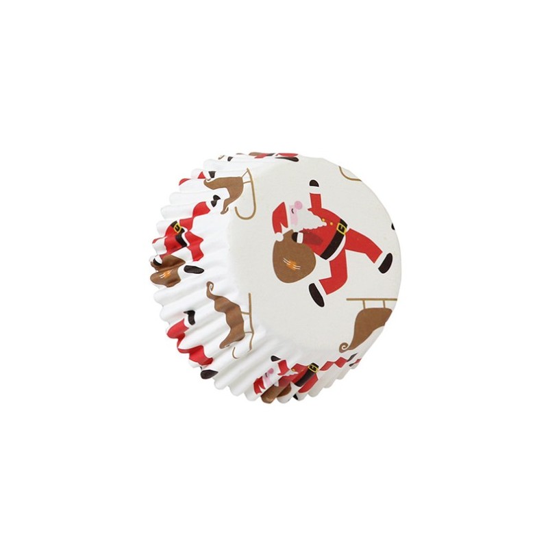 Papier Cupcakeformen - Weihnachtsmann und Schlitten  - 30 Stück - 7.4 x 3 cm - PME