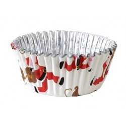 Papier Cupcakeformen - Weihnachtsmann und Schlitten  - 30 Stück - 7.4 x 3 cm - PME