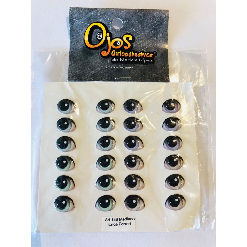 adhesive eyes resined 3D "M" - 136 (Erica Ferrari) - 12 pairs - Mariela Lopez