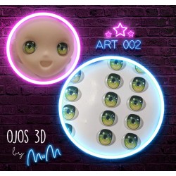 adhesive eyes resined 3D "M" - 005 (Modelar un Mundo) - 12 pairs - Mariela Lopez