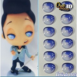 adhesive eyes resined 3D "M" - 003 (Valeria Marina) - 12 pairs - Mariela Lopez