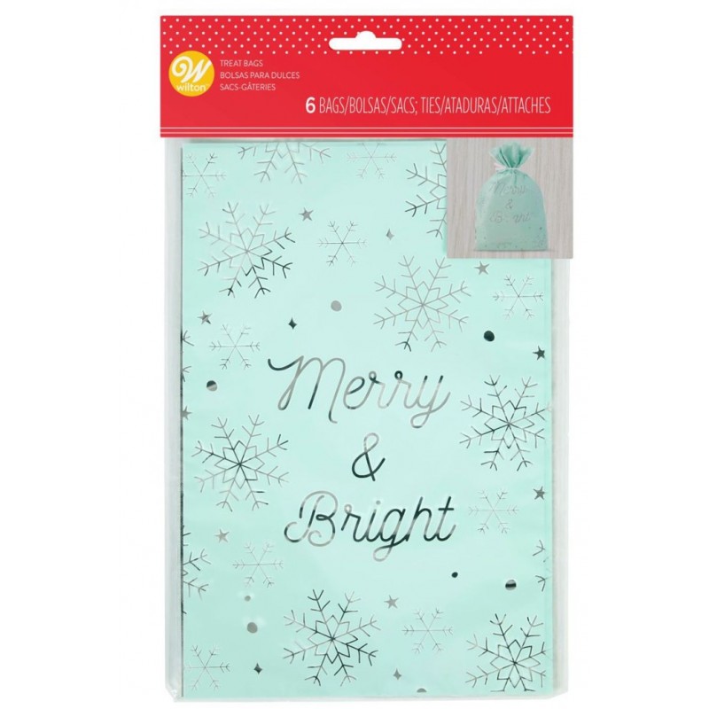 6 treat bags - "Merry & Bright" - Wilton