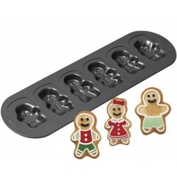 piastra antiaderente per biscotti - famiglia gingerbread - 6 cavità - Wilton