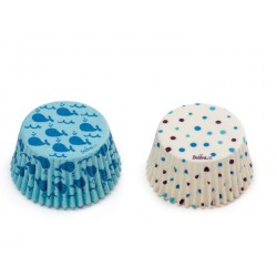 moldes de papel cupcakes - "ballena y pois" - 36pcs - 5 x 3.2 cm - Decora