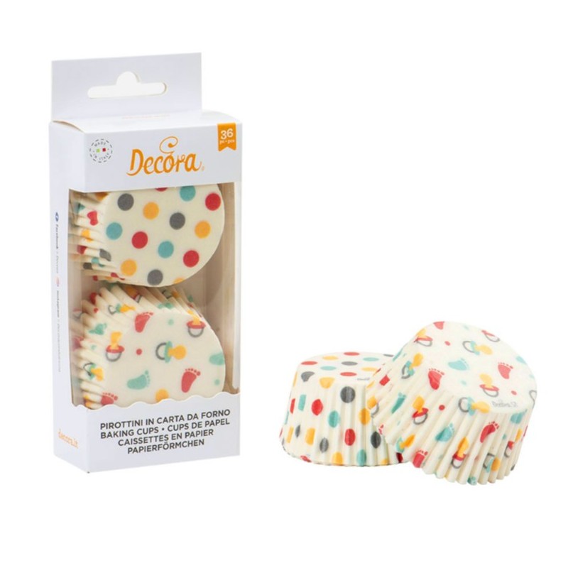 caissettes à cupcake  papier - "baby vintage" - 36pcs - 5 x 3.2 cm - Decora