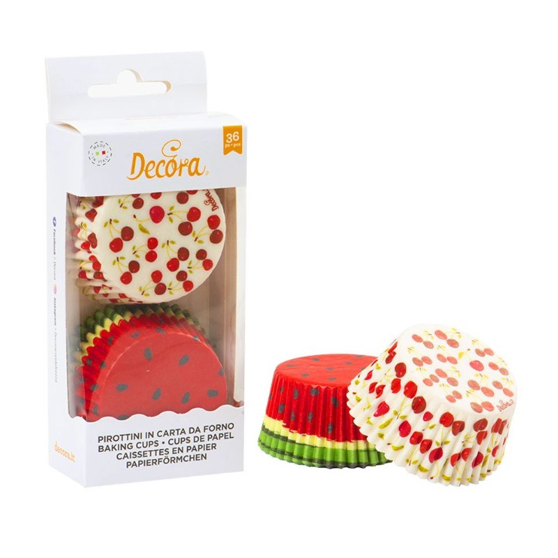 pirottini carta cupcakes - "frutti estivi" - 36pcs - 5 x 3.2 cm - Decora