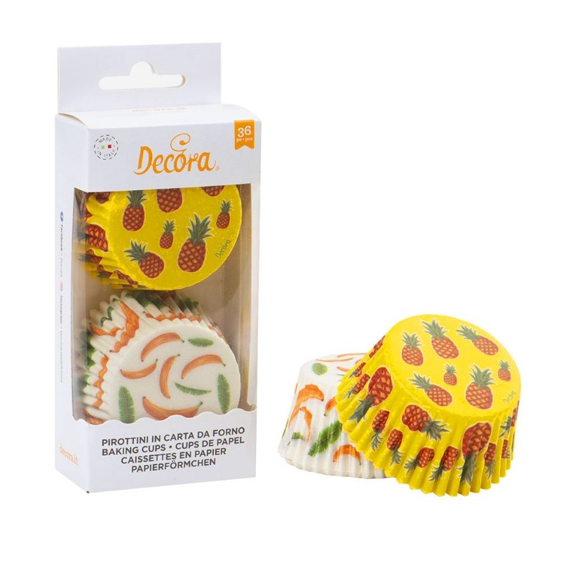 caissettes à cupcake  papier - "tropical" - 36pcs - 5 x 3.2 cm - Decora