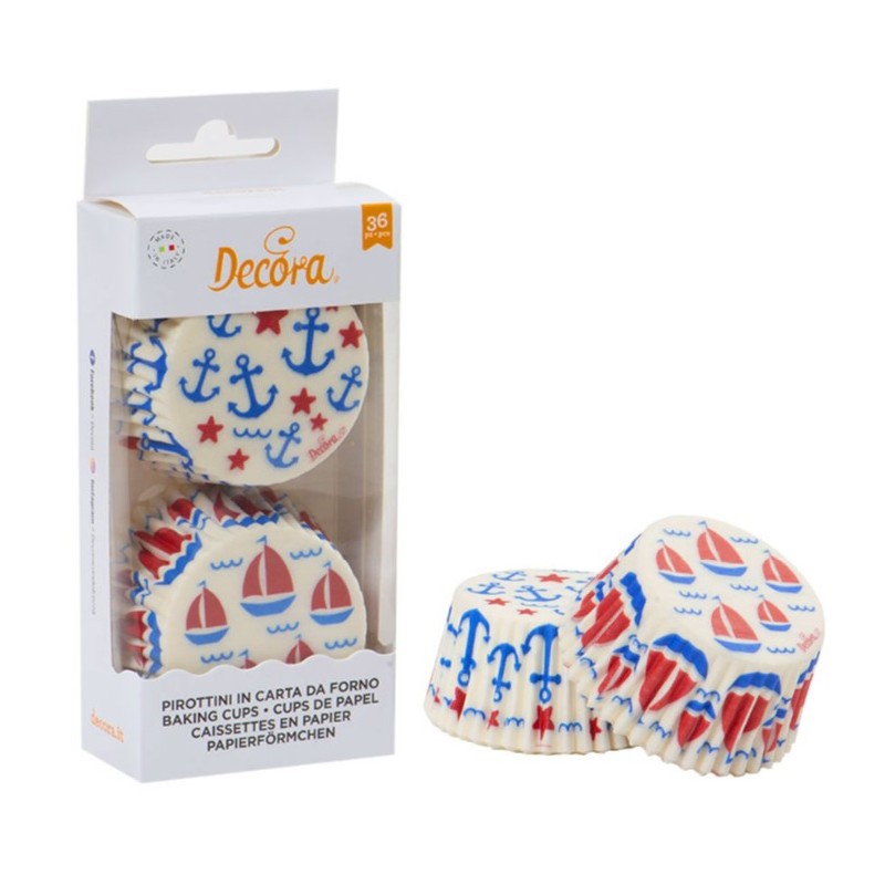 caissettes à cupcake  papier - "marin" - 36pcs - 5 x 3.2 cm - Decora