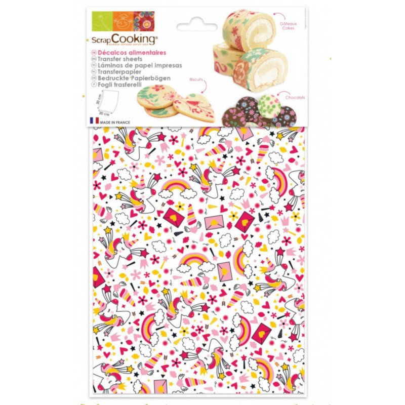 hojas de transferencia roll'cake ScrapCooking unicornio