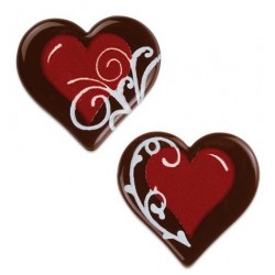 40 dark chocolate hearts, red - Günthart