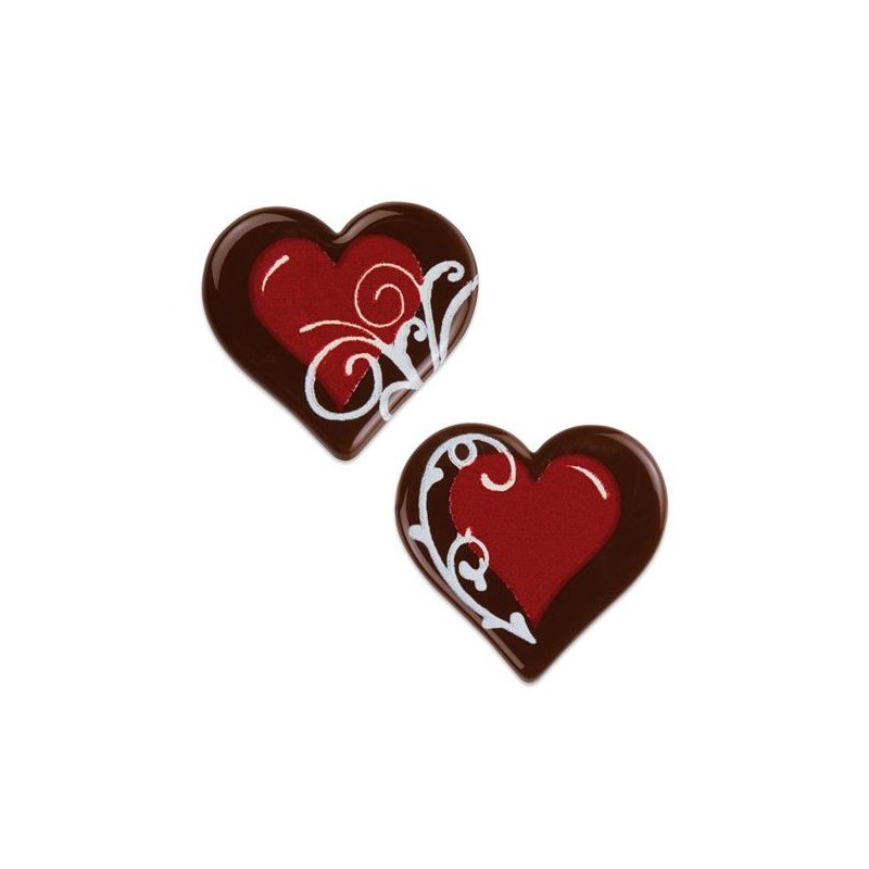 40 dark chocolate hearts, red - Günthart