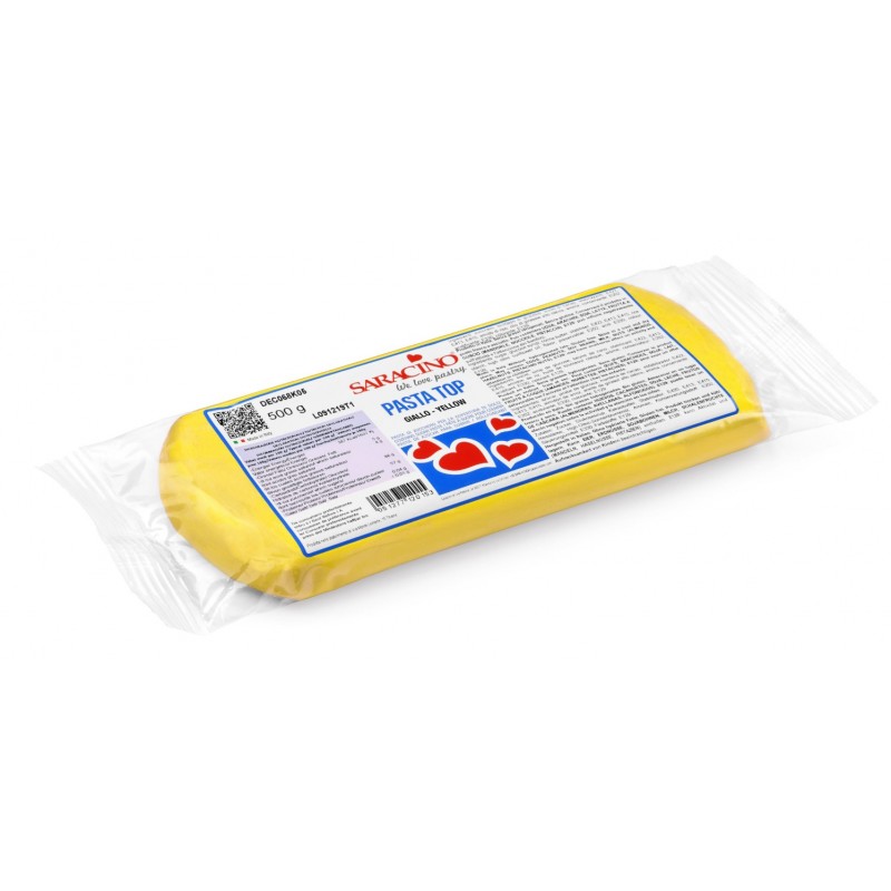 Pâte à sucre "Pasta Top" jaune - 500g - Saracino