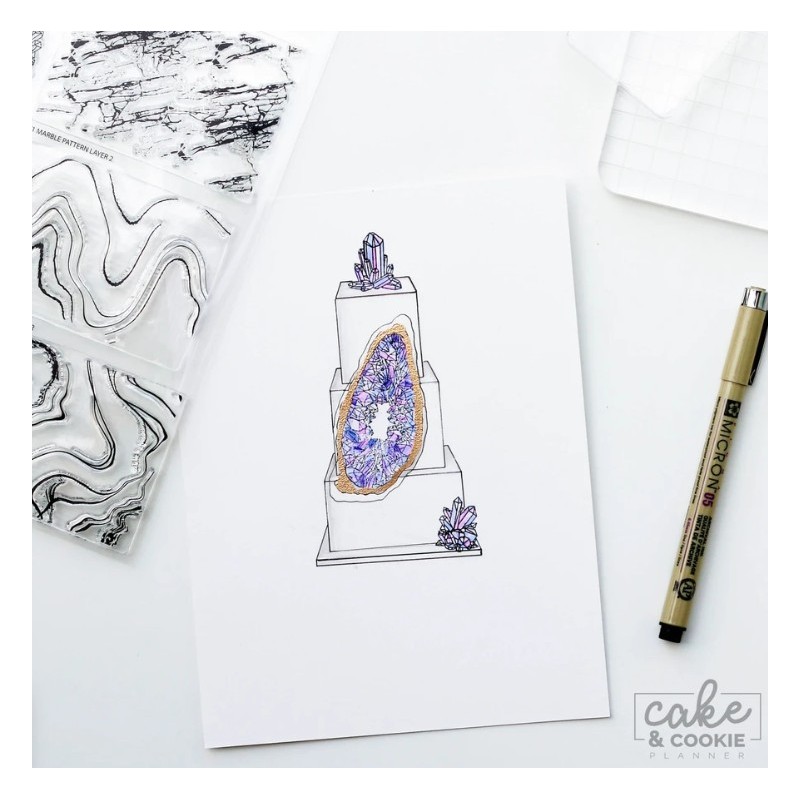 clear stamp - geode, minerals and marble set
