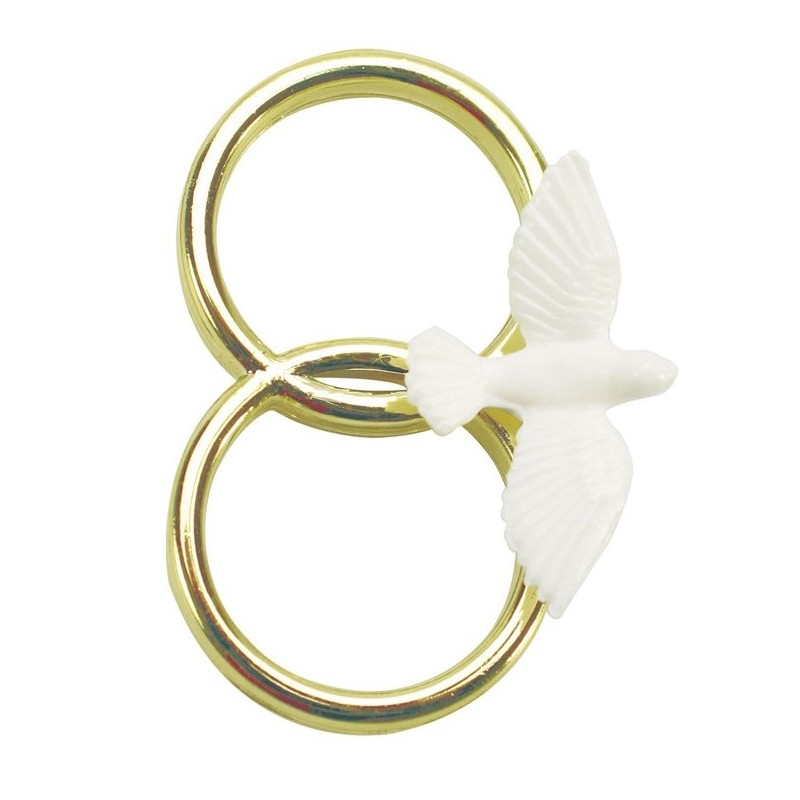 dove on double gold colour ring - 38mm - Culpitt