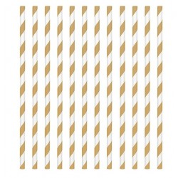 24 pailles en papier - rayure or