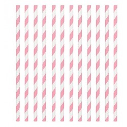 24 pajitas de papel - franja rosa