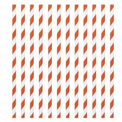 24 Papierstrohhalme - orange Streifen
