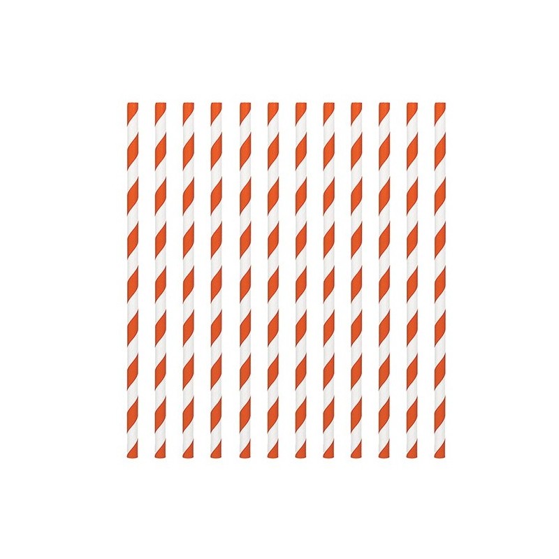 24 paper straws - orange stripe