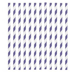 24 Papierstrohhalme - lila Streifen