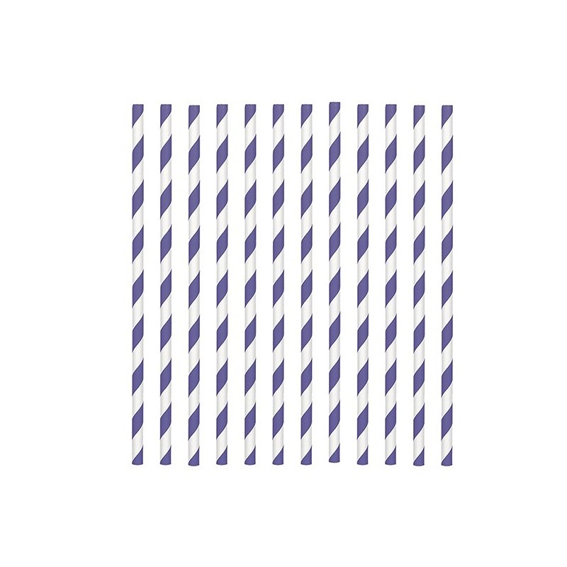 24 pailles en papier - rayure violet