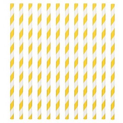 24 pajitas de papel - franja amarillo
