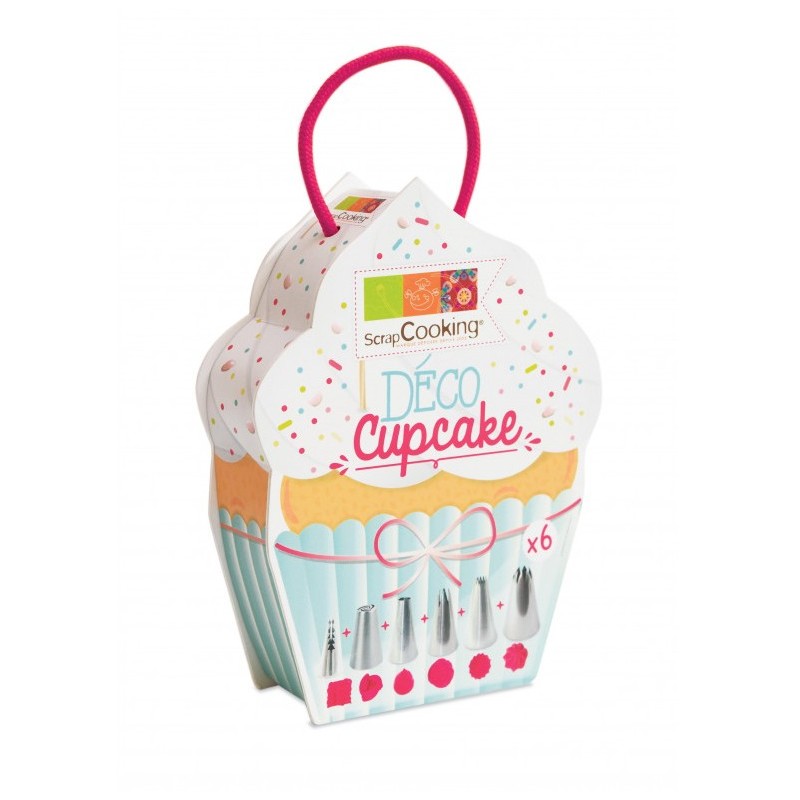 Scatola "decorazione cupcake" 6 ugelli in acciaio inossidabile - ScrapCooking