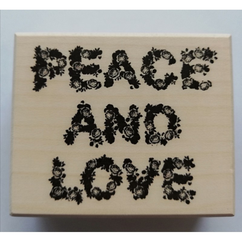 wooden stamp - peace & love 58 x 70 mm - Artemio