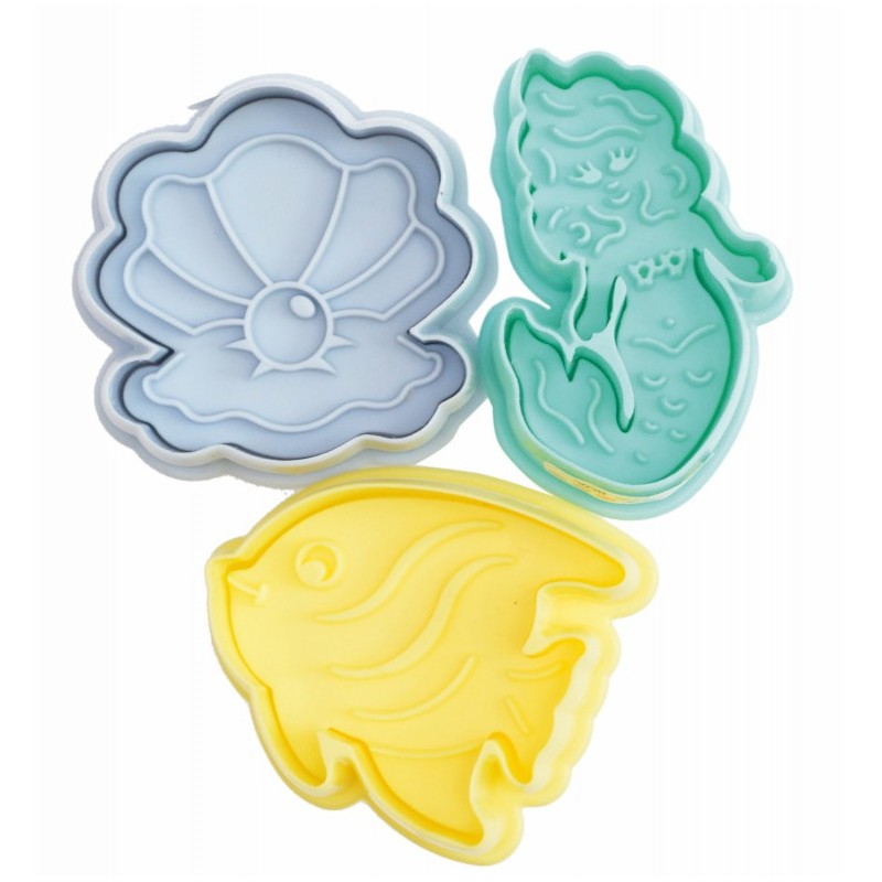 set of 5 ejector cutters - "heart, pea, flower, star, button" - ScrapCooking
