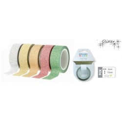 Tape / Adhesive glitter tape - fuchsia - 1.5 cm - Artemio