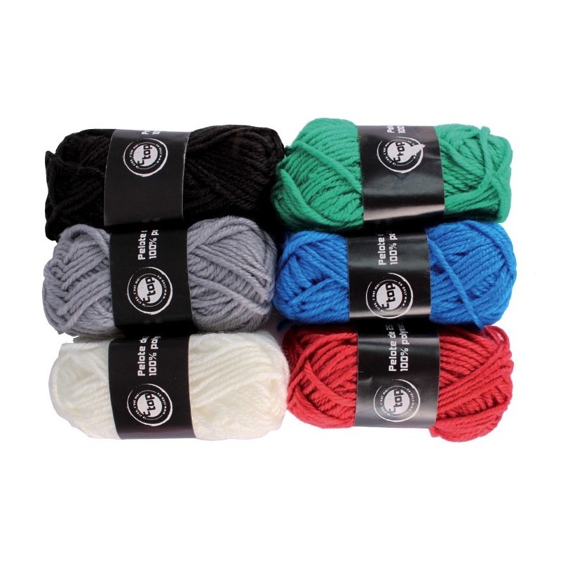 gomitoli di lana in poliestere - colori classici - 6 pezzi