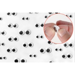 Set 40 selbstklebende Augen mit schwarzer Pupille - Ø 0,5 und 1 cm