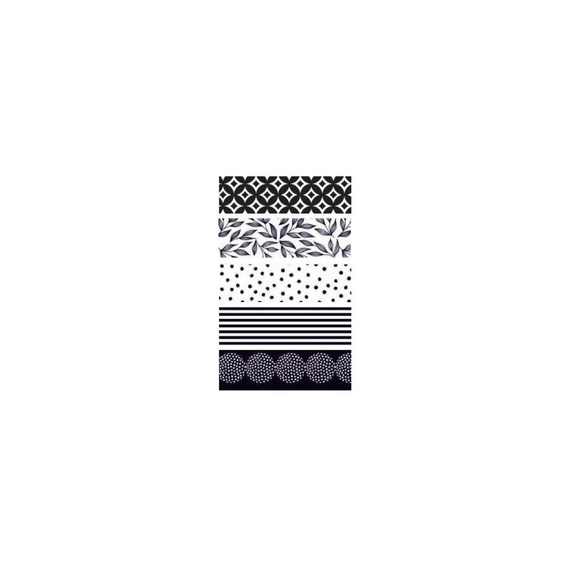 Tape / Adhesive paper tapes - black & white - 1.5 cm x 5 m - Artemio