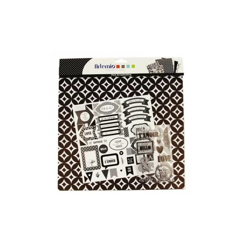 Pack scrapbooking - BLACK & WHITE - 30 x 30 cm - Artemio