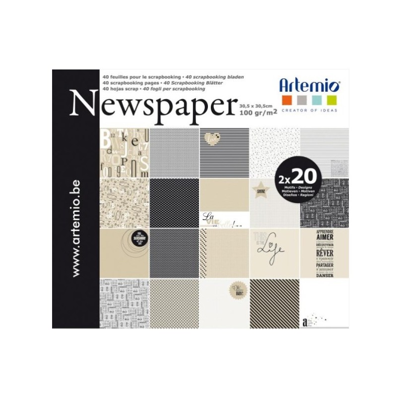 Set de papel - Periódico - 40 piezas - Artemio