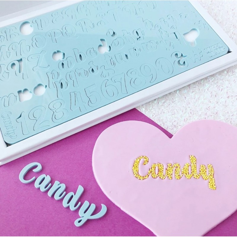Kompletes Set Grossbuchstaben, Kleinbuchstaben, Anzahl & Symbol Druckersatz - Candy - Sweet Stamp Amycakes