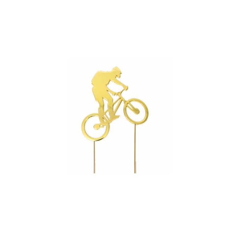 Adorno de pastel chapado en oro: ciclista / ciclista