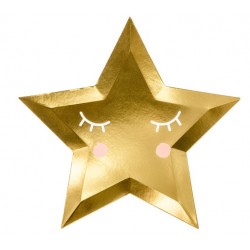 6 plates - golden star - PartyDeco