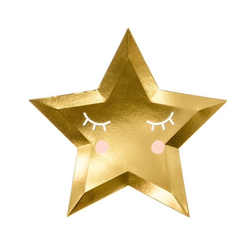 6 plates - golden star - PartyDeco