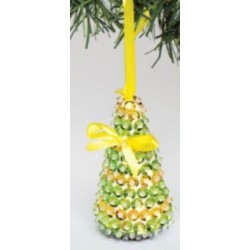 Kit de décoration arbre de Noël jaune avec sequins 10cm x 5cm