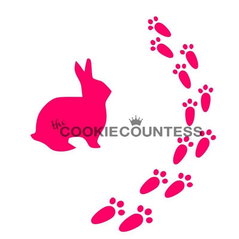 stencil Bunny prints / Lapin & ses empreintes de pas - Cookie Countess