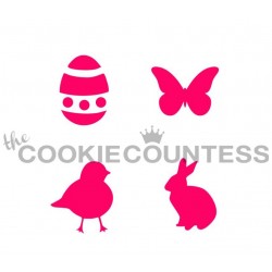 stencil Easter 4 some / 4 éléments de Pâques - Cookie Countess