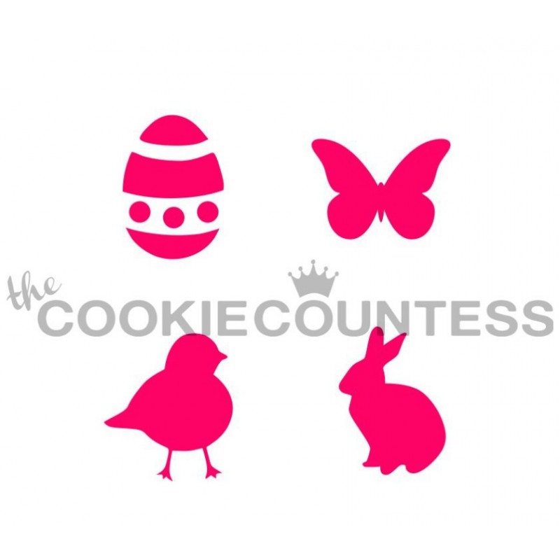 stencil Easter 4 some / 4 éléments de Pâques - Cookie Countess